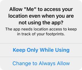 Choose Always Use for Location Access Prompt